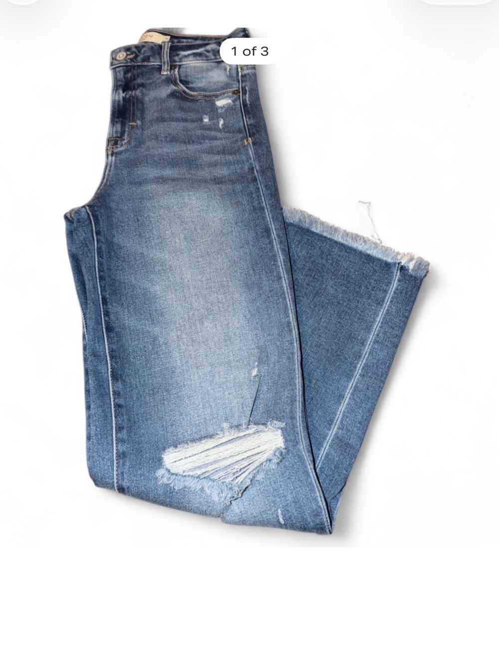 Straight-Leg High-Rise Distressed Blue Jeans for Women